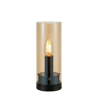MARKSLOJD 108719 POST lampa stołowa 1L 9cm Black/Plated Amber
