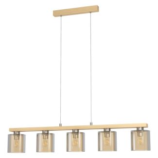 EGLO 98592 LAMPA CASTRALVO OPRAWA WISZĄCA HL/5 NICKEL-M/HOLZ/AMBER CASTRALVO