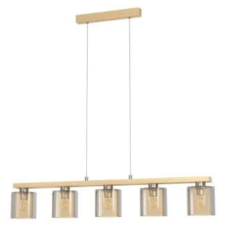 EGLO 98592 LAMPA CASTRALVO OPRAWA WISZĄCA HL/5 NICKEL-M/HOLZ/AMBER CASTRALVO
