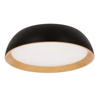 CANDELLUX 14-32805 Calabria lampa sufitowa plafon czarno drewniany 24W LED 40x32 cm klosz biały