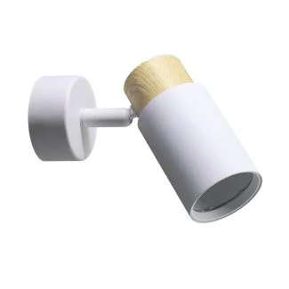 CANDELLUX 91-27702 Claro lampa kinkiet biały 1x15W GU10 klosz biały+drewniany