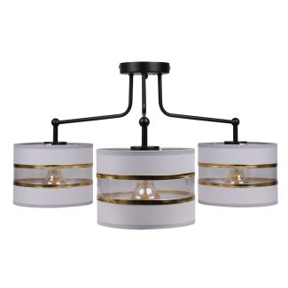 CANDELLUX 33-00514 ANDY LAMPA WISZĄCA CZARNY 3X40W E27 ABAŻUR SZARY+ZŁOTY