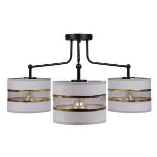 CANDELLUX 33-00514 ANDY LAMPA WISZĄCA CZARNY 3X40W E27 ABAŻUR SZARY+ZŁOTY