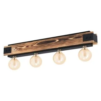 EGLO 43466 LAMPA LAYHAM OPRAWA SUFITOWA DL/4 SCHWARZ/HOLZ GEFLÄMMT LAYHAM