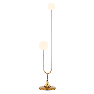JUPITER SELEN nowoczesna lampa podłogowa mosiądzowana 2-punktowa biały klosz 1945