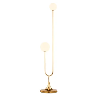 JUPITER SELEN nowoczesna lampa podłogowa mosiądzowana 2-punktowa biały klosz 1945