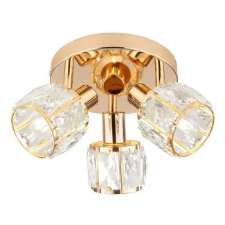 CANDELLUX 98-23506 DUBAI LAMPA SUFITOWA PLAFON SAT ZŁOTY 3X40W E14 KLOSZ ZŁOTY Z KRYSZT TRANSP