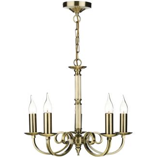 DAR MUR0575 MURRAY 5 LIGHT DUAL MOUNT PENDANT ANT BRASS