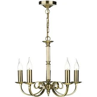 DAR MUR0575 MURRAY 5 LIGHT DUAL MOUNT PENDANT ANT BRASS
