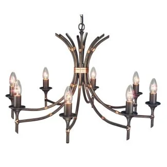 ELSTEAD BAMBOO BB8 BRZ PATINA 8Lt Chandelier/Semi-Flush
