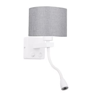 CANDELLUX 21-75383 POLO KINKIET 1X40W E27 + 2W LED BIAŁY ABAŻ. OKRĄGŁY SZARY