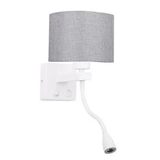 CANDELLUX 21-75383 POLO KINKIET 1X40W E27 + 2W LED BIAŁY ABAŻ. OKRĄGŁY SZARY
