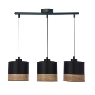 CANDELLUX 33-17611 PORTO LAMPA WISZĄCA CZARNY 3X60W E27 ABAŻUR CZARNY+BRĄZOWY