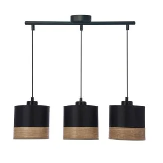 CANDELLUX 33-17611 PORTO LAMPA WISZĄCA CZARNY 3X60W E27 ABAŻUR CZARNY+BRĄZOWY