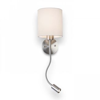 RENDL R10580 VERSA ścienna z abażurem biała nikiel mat 230V E27+ LED 42+3W 40° 3000K