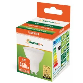 SPECTRUMLED 13265 Żarówka LED GU10 230V 6W SMD WW z MLECZNĄ SZYBKĄ biała SP ECTRUM +