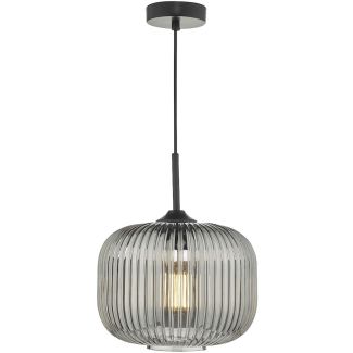 DAR DEM0110 DEMARIUS 1LT PENDANT BLACK SMOKED GLASS