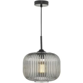 DAR DEM0110 DEMARIUS 1LT PENDANT BLACK SMOKED GLASS