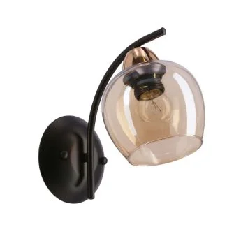 CANDELLUX 21-35301 MERRA lampa kinkiet czarny 1x40W E27 klosz bursztynowy