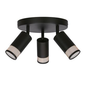 CANDELLUX 98-27696 Flin lampa sufitowa plafon czarny 3x15W GU10 klosz czarny+złoty