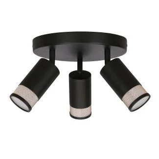 CANDELLUX 98-27696 Flin lampa sufitowa plafon czarny 3x15W GU10 klosz czarny+złoty