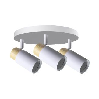 CANDELLUX 98-27733 Claro lampa sufitowa plafon biały 3x15W GU10 klosz biały+drewniany