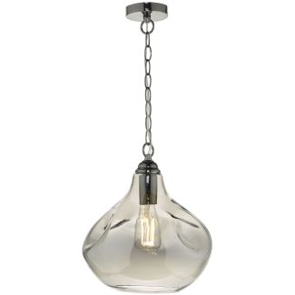 DAR ESA0110 ESAROSA 1LT PENDANT BLACK CHROME & SMOKED GLASS