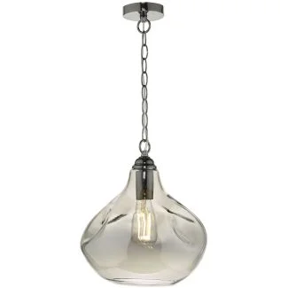 DAR ESA0110 ESAROSA 1LT PENDANT BLACK CHROME & SMOKED GLASS