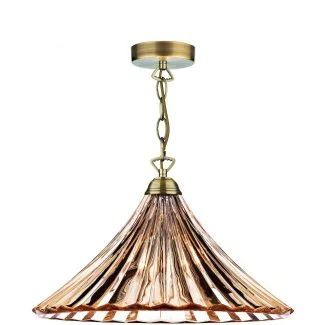 DAR ARD866 ARDECHE 1LT LRG PEND AMBER GLASS/ANT BR FINISH