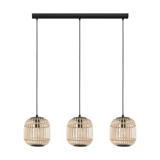 EGLO 43217 LAMPA BORDESLEY OPRAWA WISZĄCA HL/3 E27 SCHWARZ/HOLZ BORDESLEY