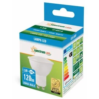 SPECTRUMLED 13269 Żarówka LED GU10 230V 1,5W SMD CW z MATOWĄ SZYBKĄ SPECTRUM
