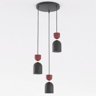 EMIBIG 1737/3PREM GAUDI 3PREM BLACK BURGUNDY Lampa wisząca