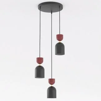 EMIBIG 1737/3PREM GAUDI 3PREM BLACK BURGUNDY Lampa wisząca