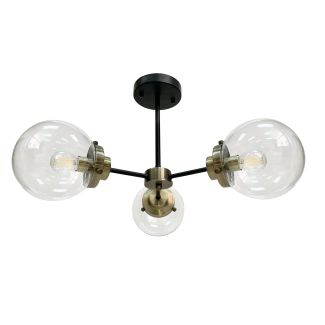 CANDELLUX 33-01290 LENS LAMPA SUFITOWA CZARNY+PATYNOWY 3X40W E14 KLOSZ BEZBARWNY