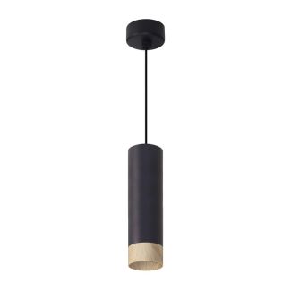CANDELLUX 31-28419 Conti lampa wisząca czarny 1x15W GU10 klosz czarny+drewniany