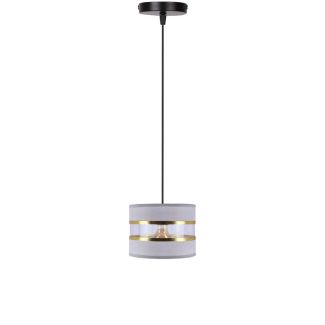 CANDELLUX 31-37718 PANDY lampa wisząca czarny 1x40W E27 abażur szary+złoty