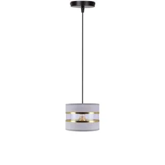 CANDELLUX 31-37718 PANDY lampa wisząca czarny 1x40W E27 abażur szary+złoty