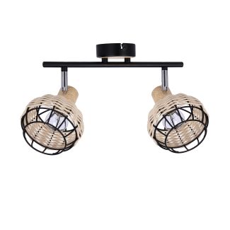 CANDELLUX 92-12203 TAJGA LAMPA SUFITOWA LISTWA CZARNY+DREWNIANY 2X40W E14 KLOSZ CZARNY+DREWNIANY