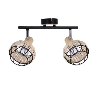 CANDELLUX 92-12203 TAJGA LAMPA SUFITOWA LISTWA CZARNY+DREWNIANY 2X40W E14 KLOSZ CZARNY+DREWNIANY