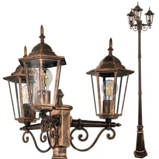 POLUX 313430 Lampa zewnętrzna LIGURIA 2,5m patyna 3xE27
