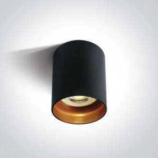 ONE LIGHT 12105N/B Muzaki czarna oprawa sufitowa z mosiężnym odbłyśnikiem i oprawką GU10 MR16 10W