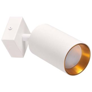 POLUX 321190 Lampa ścienno-sufitowa MARIBEL 1 GU10 biała + złoty pierścień