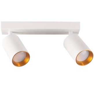 POLUX 321206 Lampa ścienno-sufitowa MARIBEL 2 GU10 biała + złote pierścienie