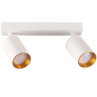 POLUX 321206 Lampa ścienno-sufitowa MARIBEL 2 GU10 biała + złote pierścienie