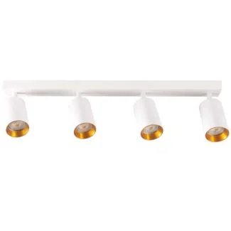 POLUX 321220 Lampa ścienno-sufitowa MARIBEL 4 GU10 biała + złote pierścienie
