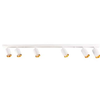 POLUX 321244 Lampa ścienno-sufitowa MARIBEL 6 GU10 biała + złote pierścienie