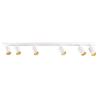 POLUX 321244 Lampa ścienno-sufitowa MARIBEL 6 GU10 biała + złote pierścienie