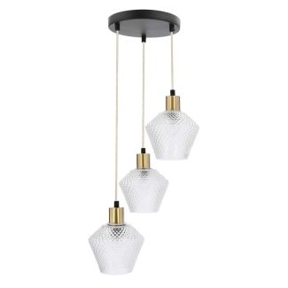 CANDELLUX 33-36377 Greniko lampa wisząca talerz czarny 3x40W E14 klosz bezbarwny