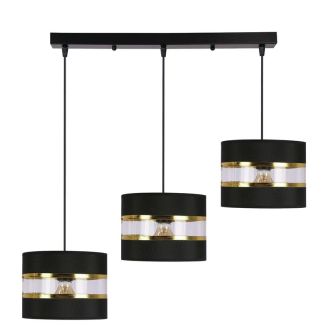 CANDELLUX 33-37596 PANDY lampa wisząca czarny 3x40W E27 abażur czarny+złoty
