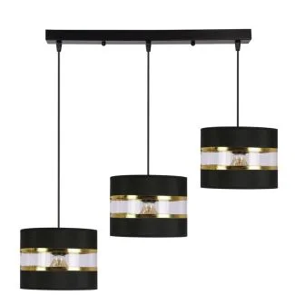CANDELLUX 33-37596 PANDY lampa wisząca czarny 3x40W E27 abażur czarny+złoty